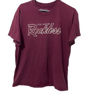 Young & Reckless Shirt Men‎ Large Maroon Cotton Los Angeles Lightweight Casual